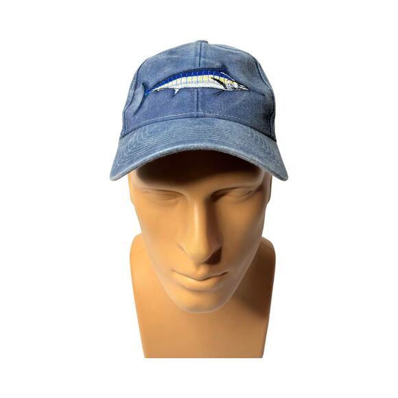 Marlin Sport Cap Blue Fishing Hat Embroidered Fish Angler Ocean Deep Dad Cap - Picture 6 of 6